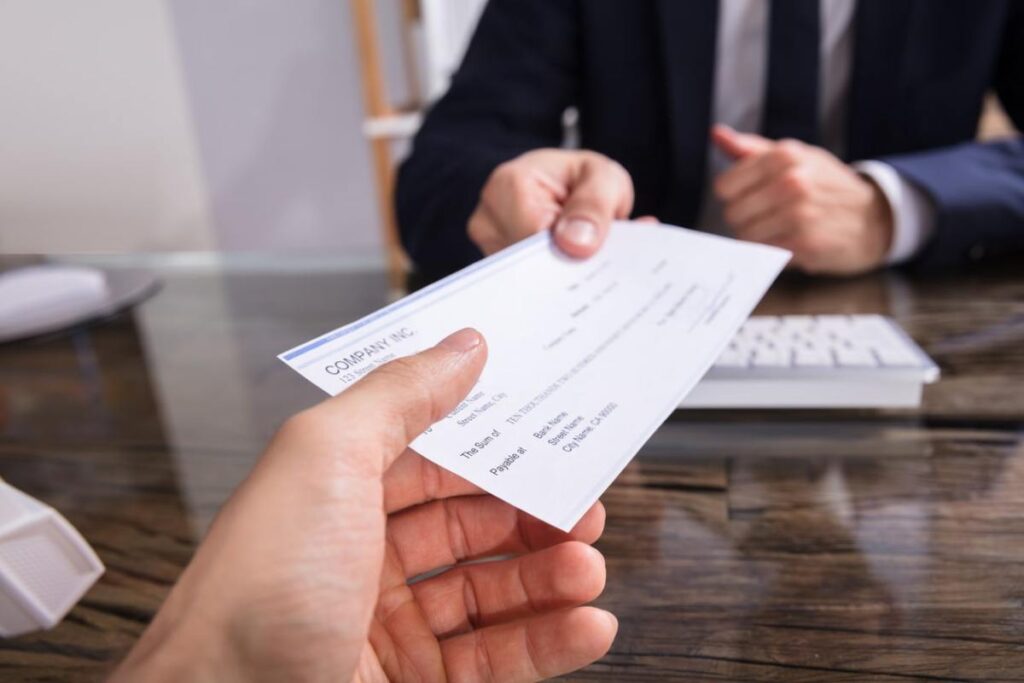 Receiving settlement amount cheque from insurer